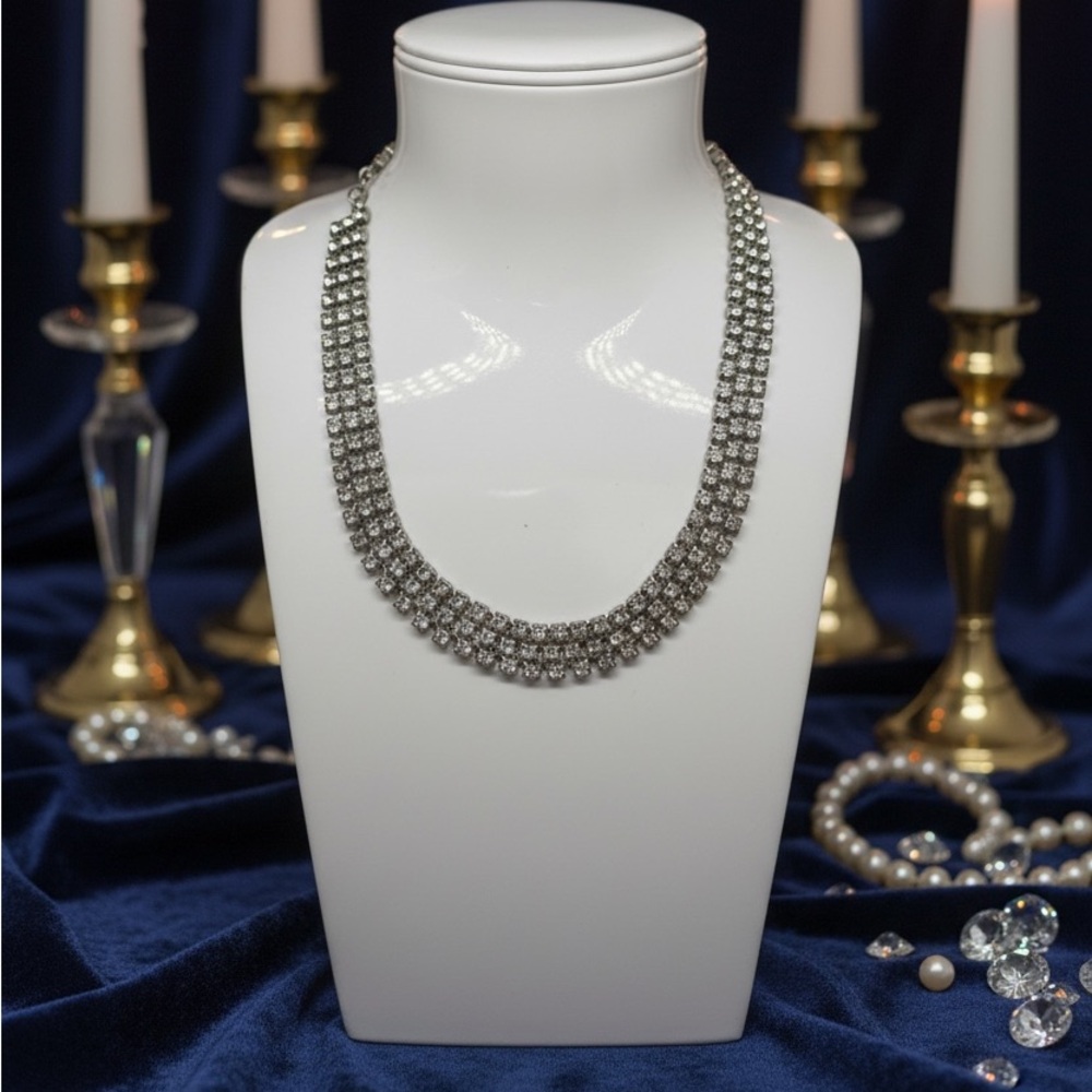 Vinatge Rhinestone Collar triple layer choker